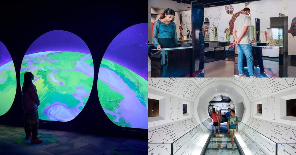 A collage of the Melbourne Museum, the Immigrations Museum, and ScienceWorks