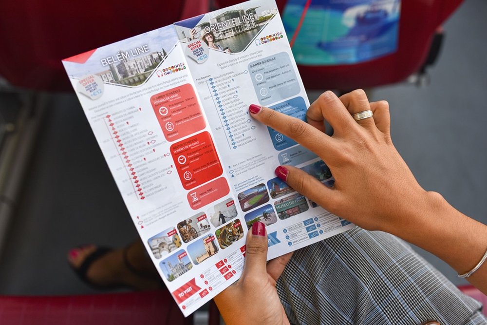 Pamphlet showing hop-on hop-off lines in Lisbon