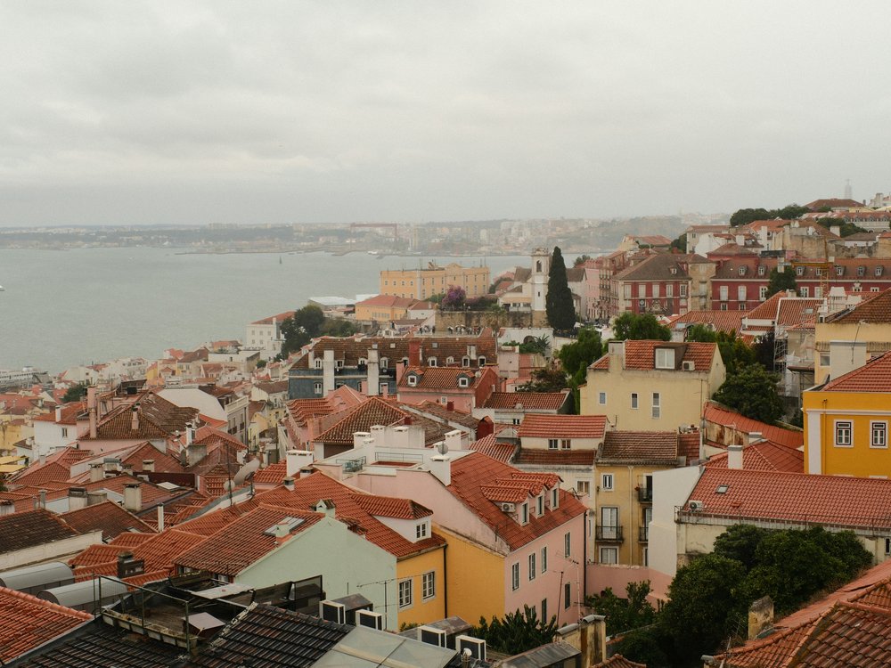 View of the red rooftops in Alfama District 