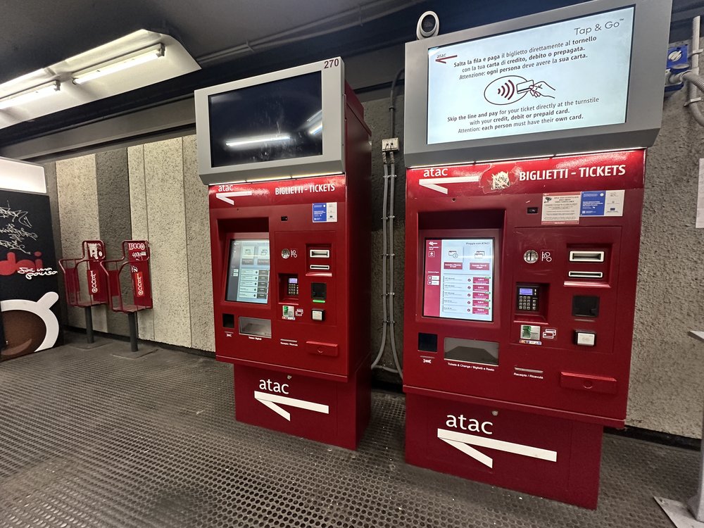 rome public transport ticket vending machines in metro station