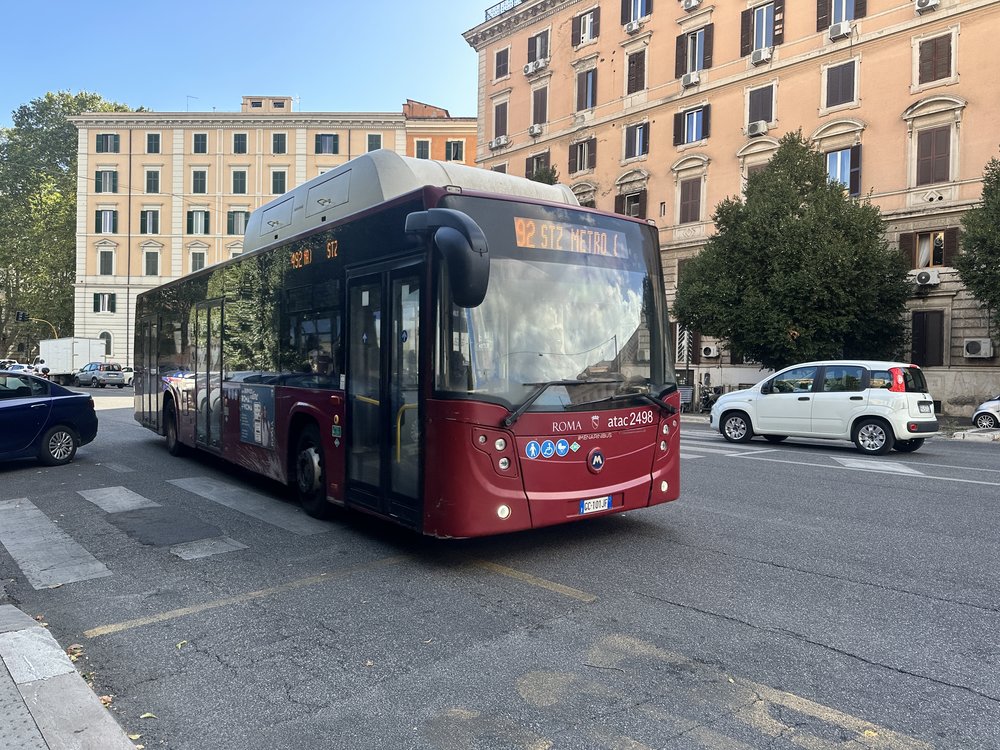 Rome public transit bus in the center city
