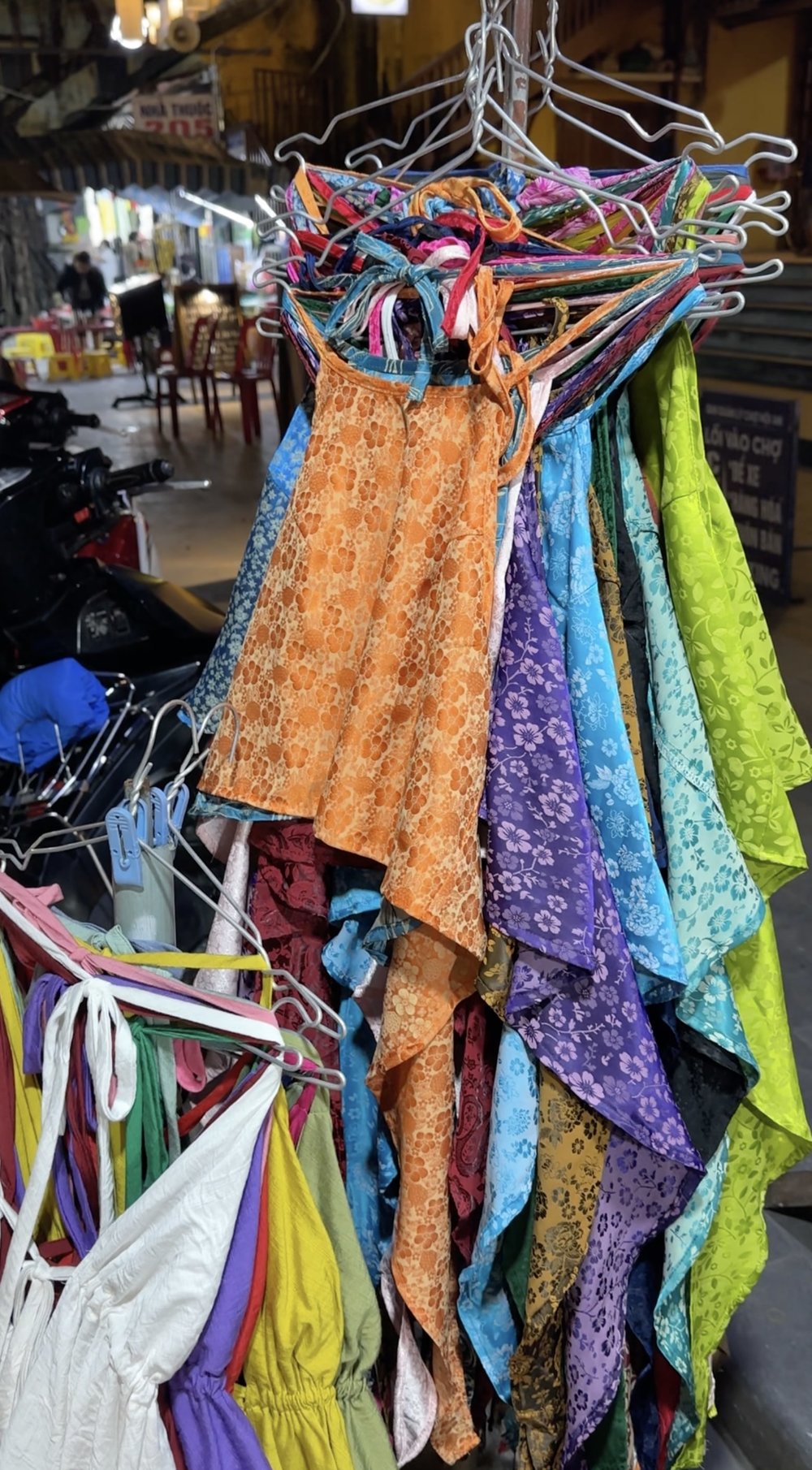 popular silk tops at central market hoi an clothing store