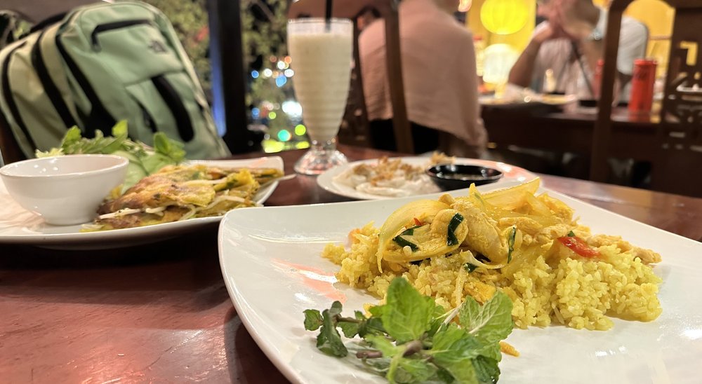 variety of vietnamese dishes at hoi an restaurant