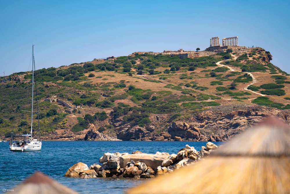 Breathtaking views of the Temple of Poseidon from the Aegean Sea