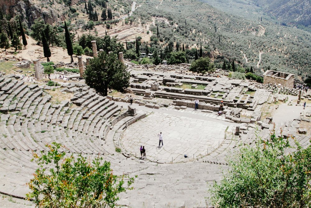 Tourists exploring Delphi