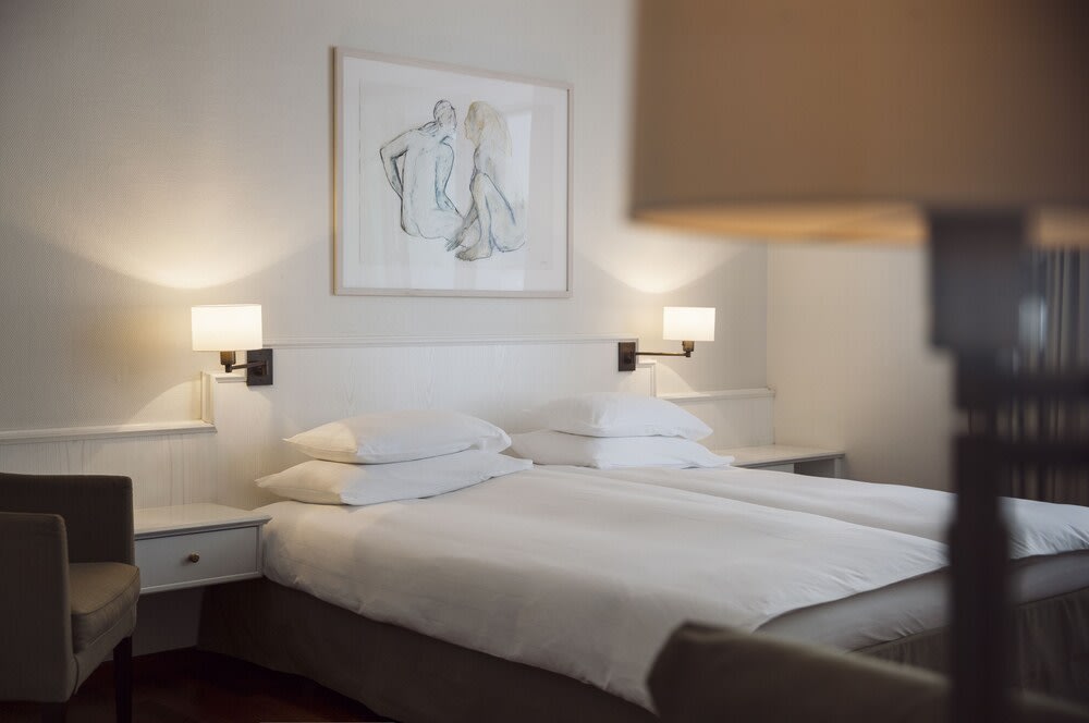 Inside one of the rooms in Hotel Helmhaus