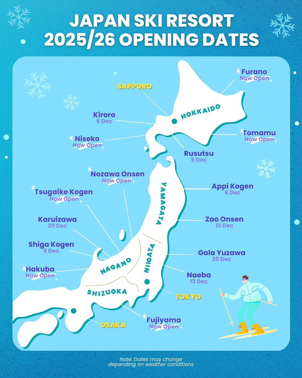 Japan Ski Resort 2025/26 Opening Dates