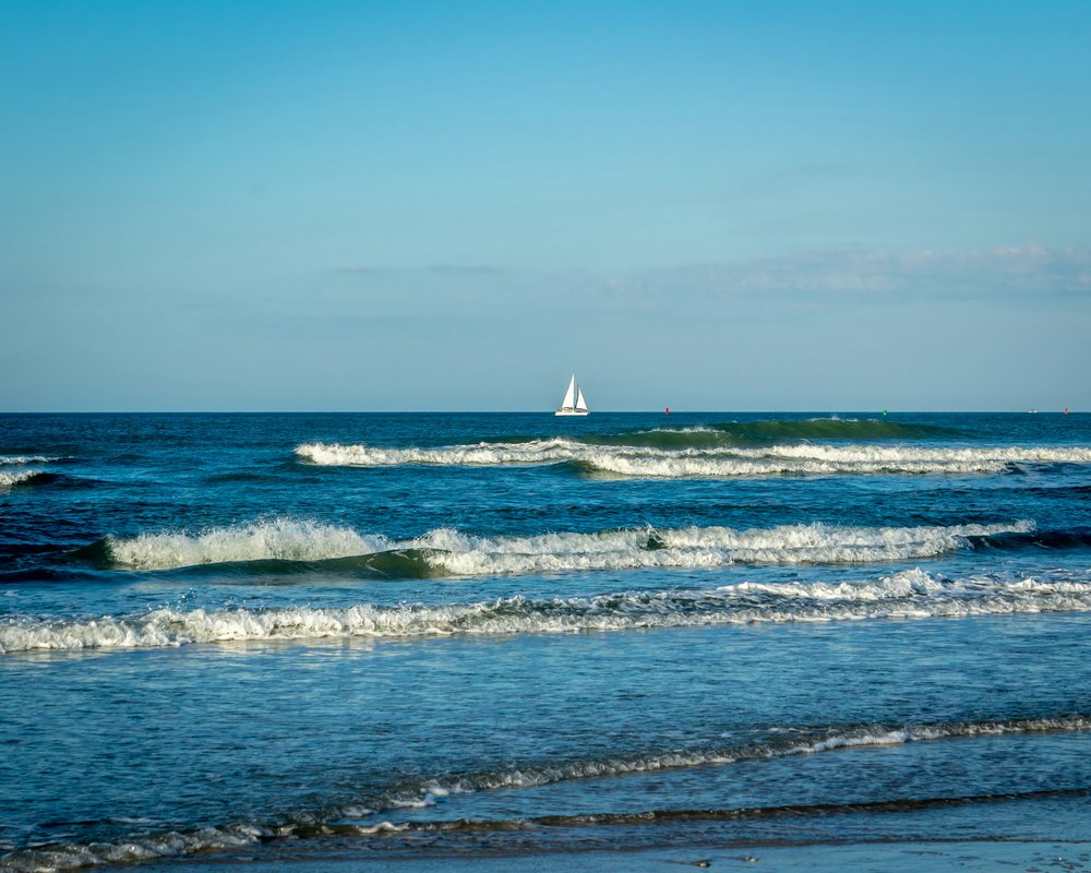 The waves of New Smyrna Beach, popular among intermediate-level surfers.