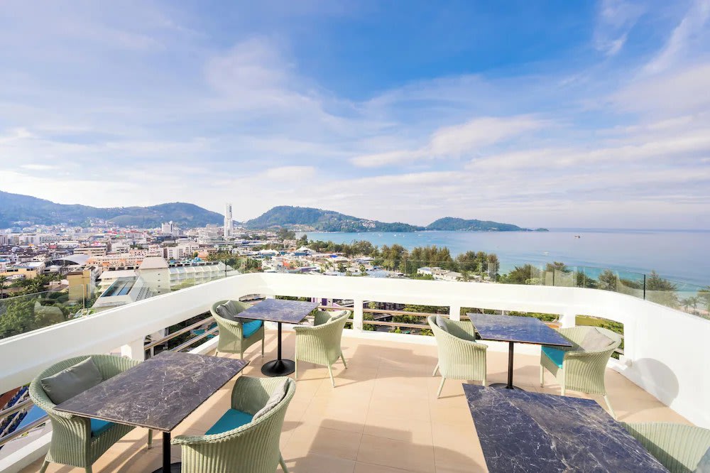 A bird’s-eye view of Patong from the Andaman Sky Lounge.