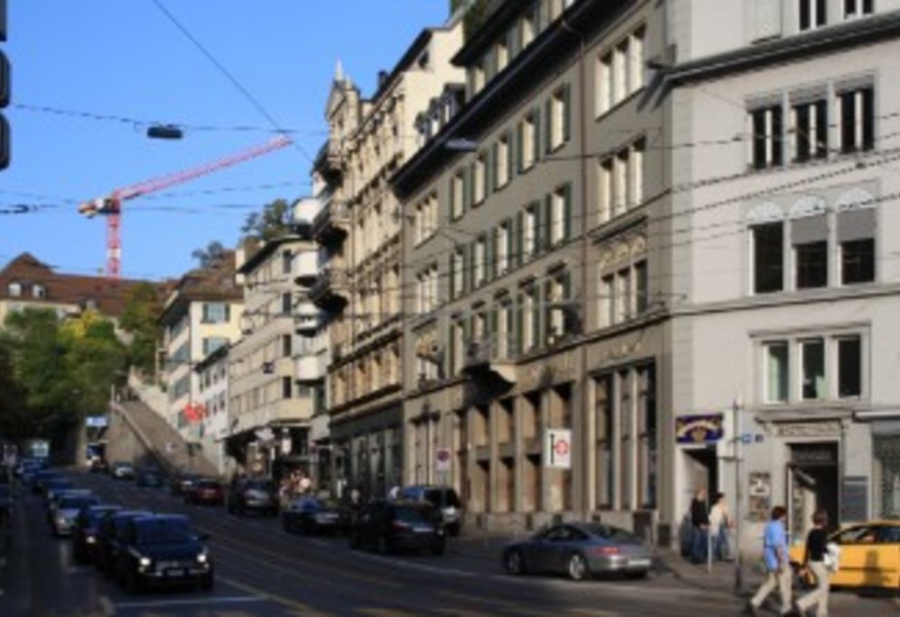 An outside view from the street of the Kronenhalle building in Zurich.