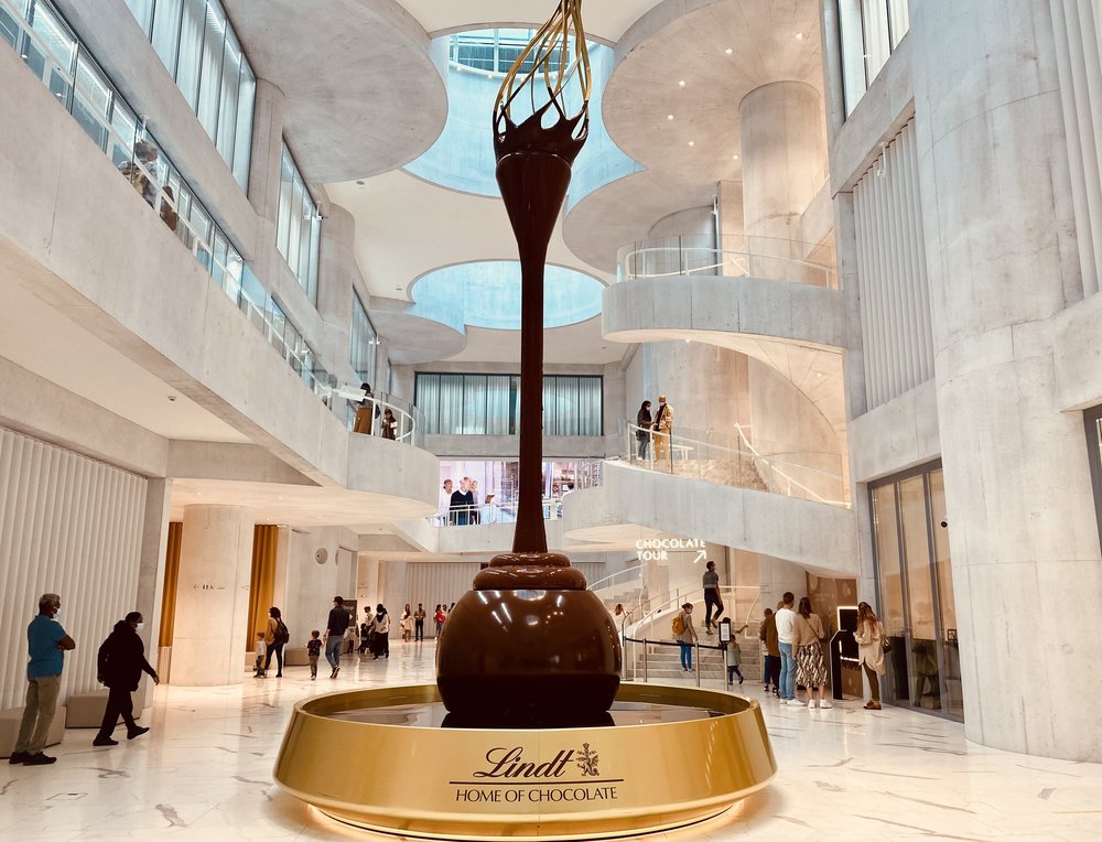 An image taken of the inside of the Lindt shop in the Zurich airport.