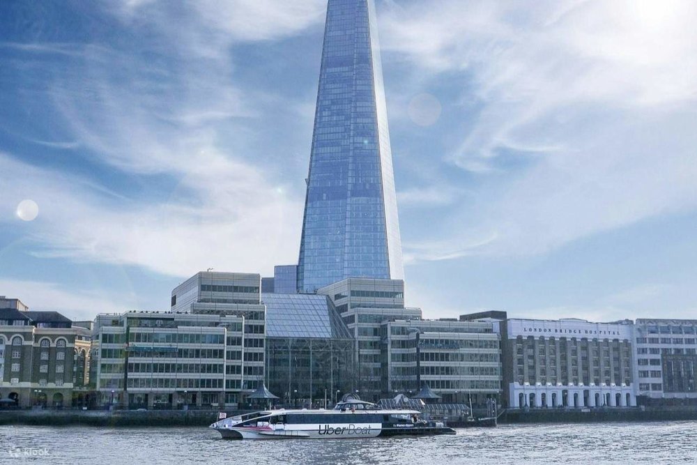 The Shard skyscraper viewed from the River Thames in London