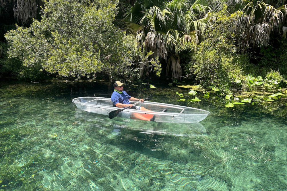 Visitor on a crystal kayak at Silver Springs State Park 