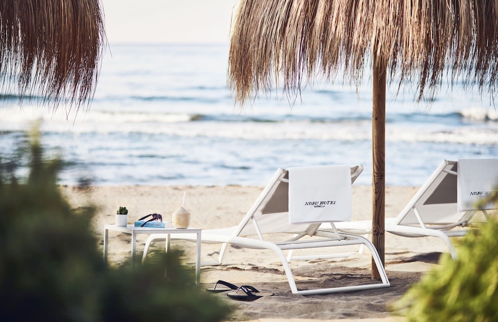 A sun bed by a breezy shore