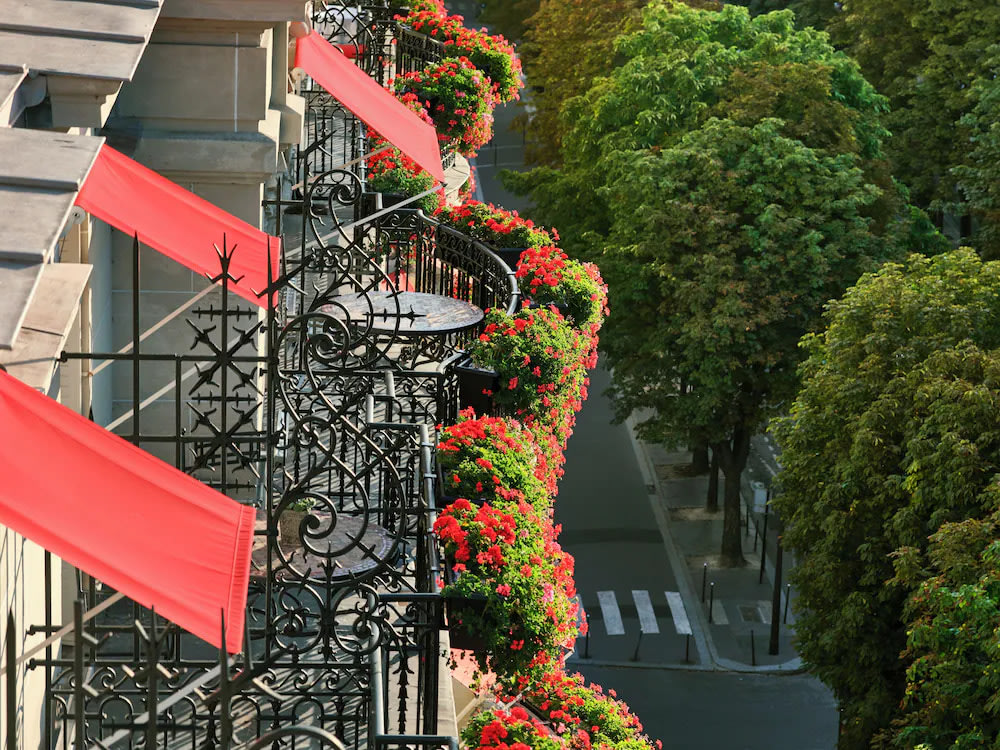 Iconic red awnings of Hôtel Plaza Athénée