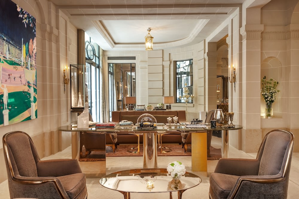 Gold-accented lobby at Hôtel de Crillon