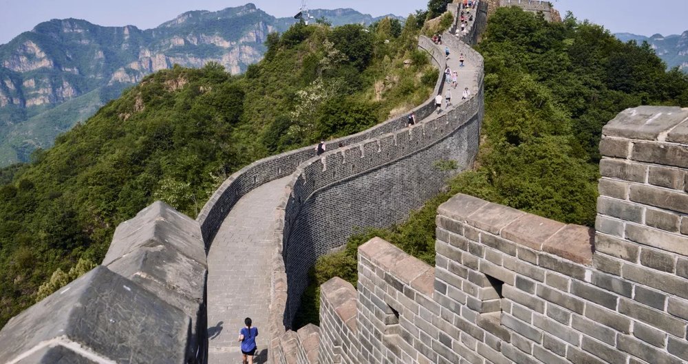 great wall of china and a runner