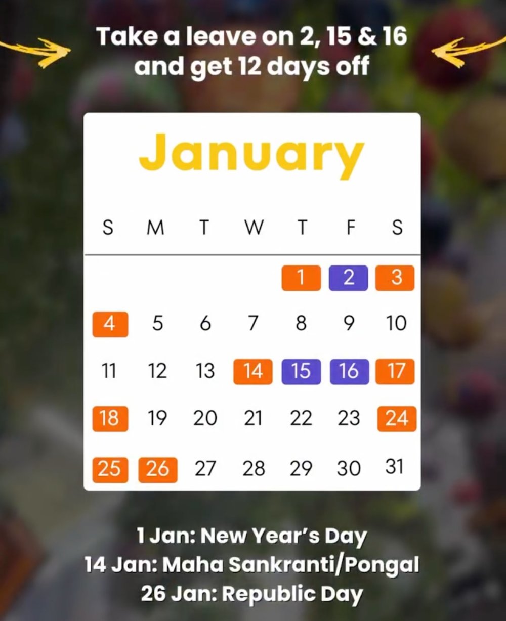Jan 2026 long weekend