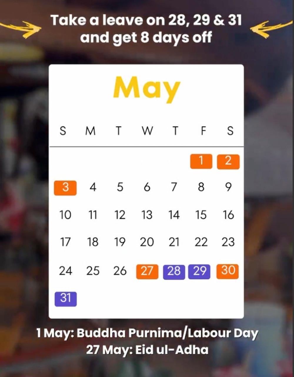 May 2026 long weekend