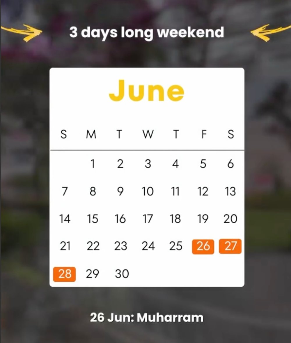 June 2026 long weekend