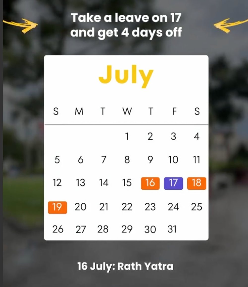 July 2026 long weekend