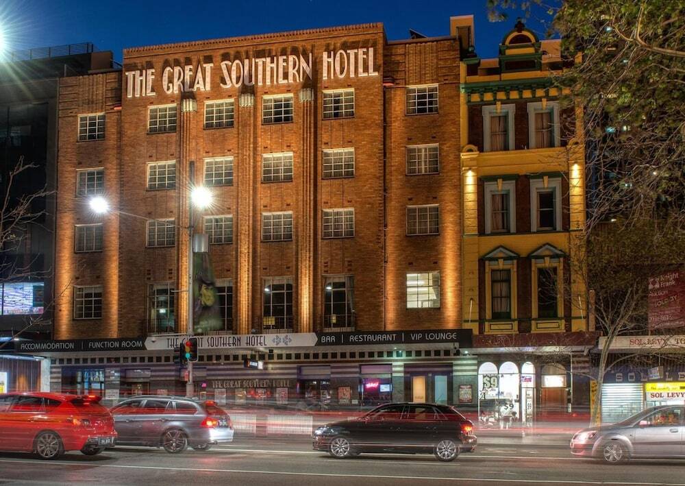 Night view of Great Southern Hotel Sydney exterior