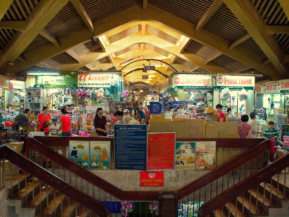 Binh Tay Market interior showing local vendors and daily shopping in Ho Chi Minh City