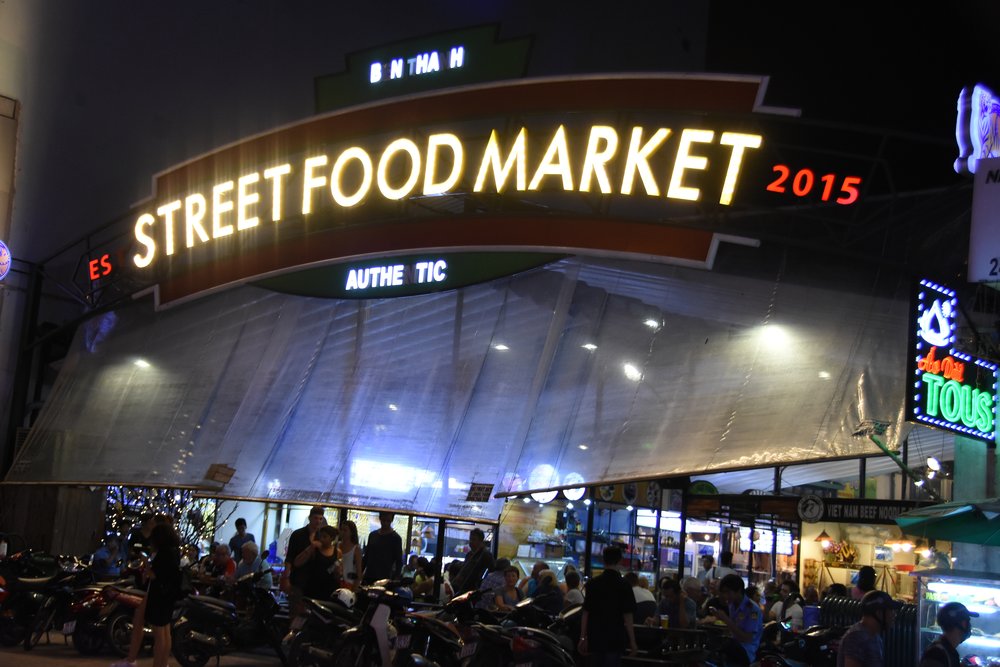 Ben Thanh night market street food scene in Ho Chi Minh City