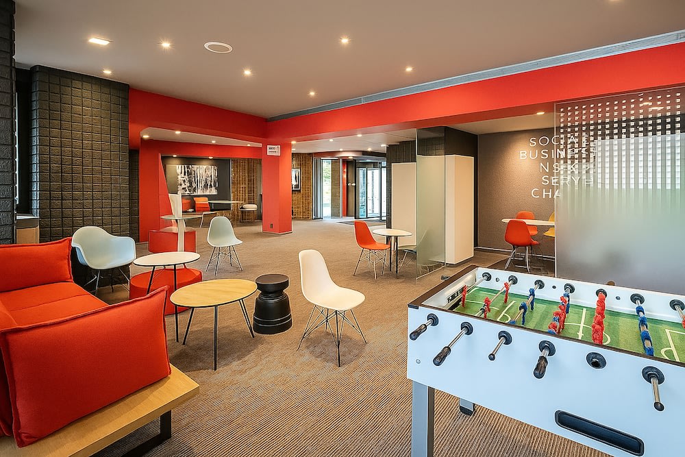 a&o Hostel’s guest lounge, perfect for socializing