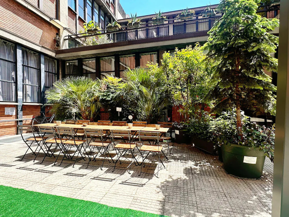 Mio Hostel’s shared outdoor space to relax and socialize