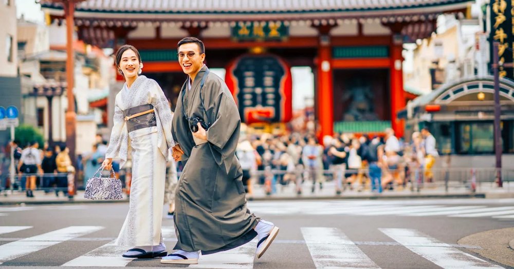 Chụp Hình Kimono Tại Asakusa: Hóa Thân Thành Cặp Đôi Truyền Thống