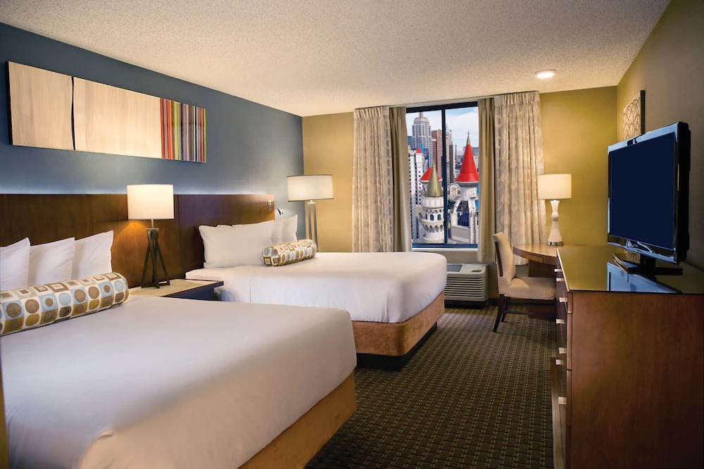 Themed room with castle-like décor at Excalibur Hotel, Las Vegas