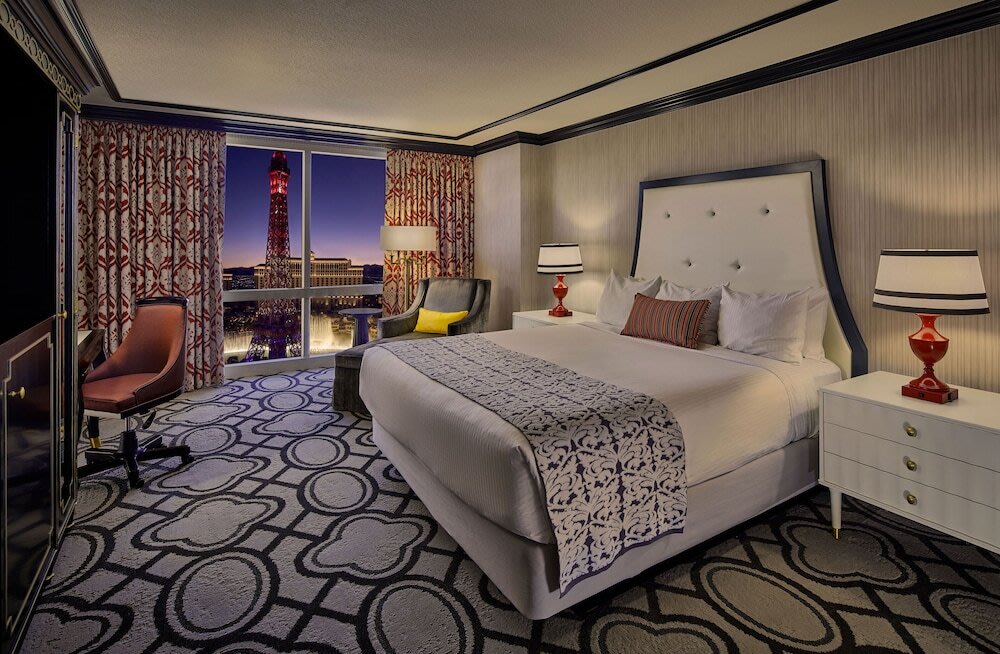 Elegant room with Eiffel Tower view at Paris Las Vegas
