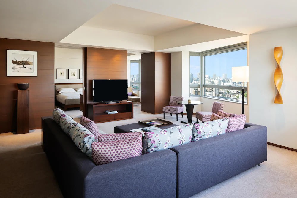 Spacious living room at Grand Hyatt Tokyo with city view