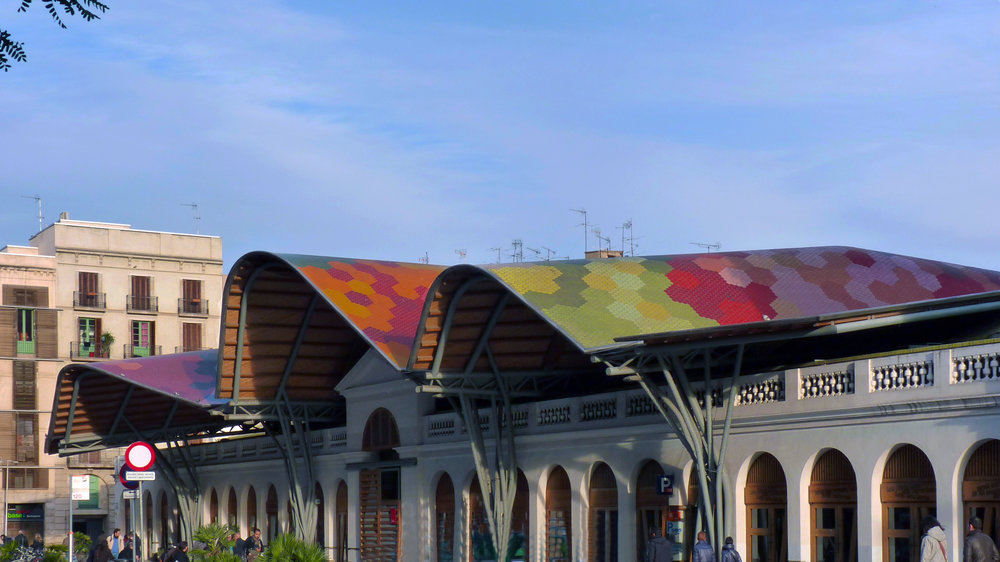 A view of Santa Caterina market’s colorful roof