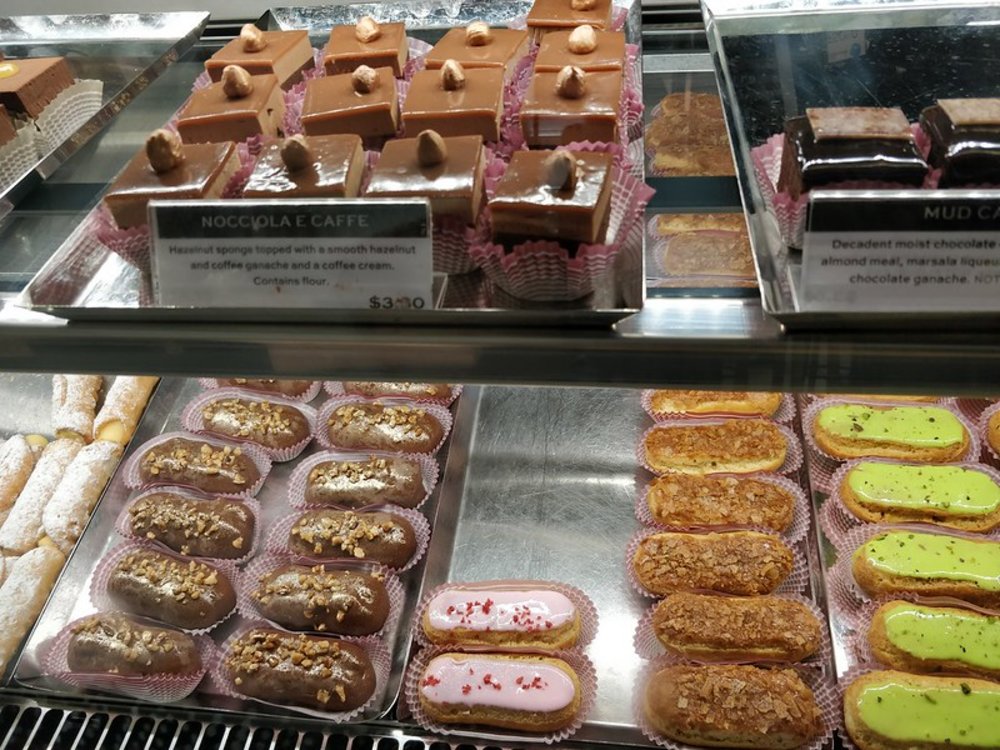 Assorted chocolate cakes and pastries at Brunetti Melbourne
