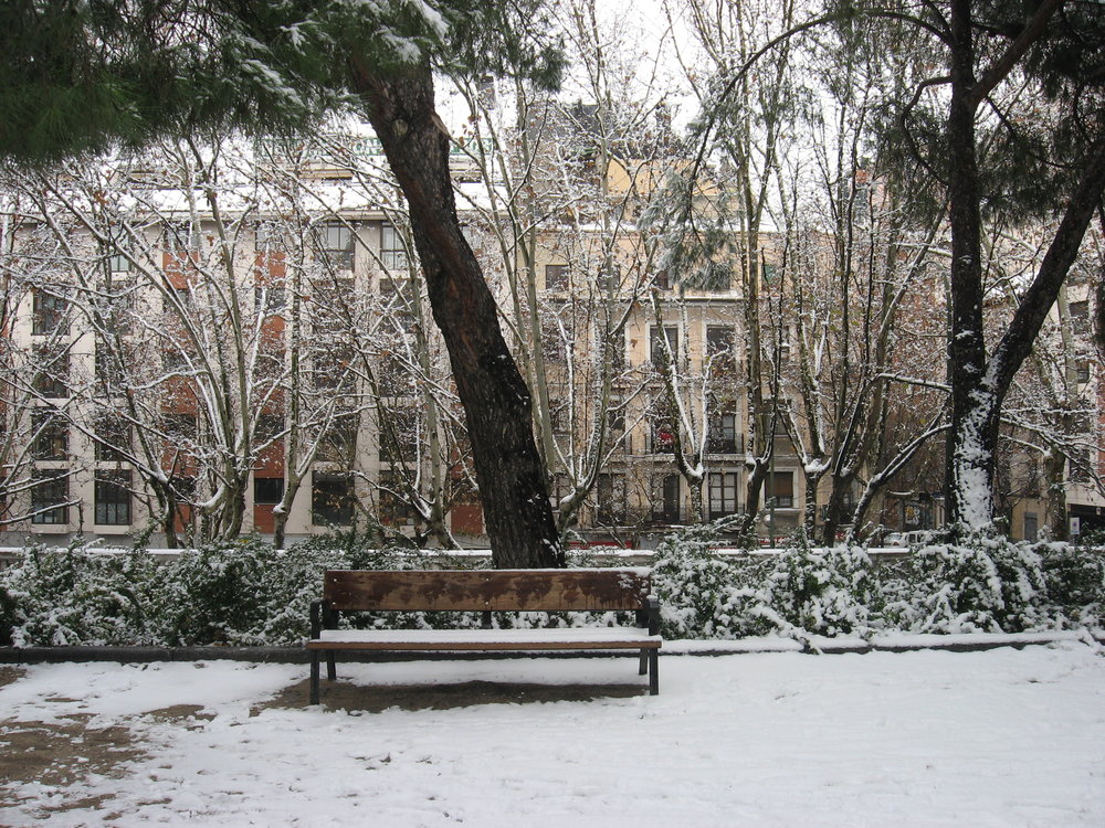 A snowy Madrid