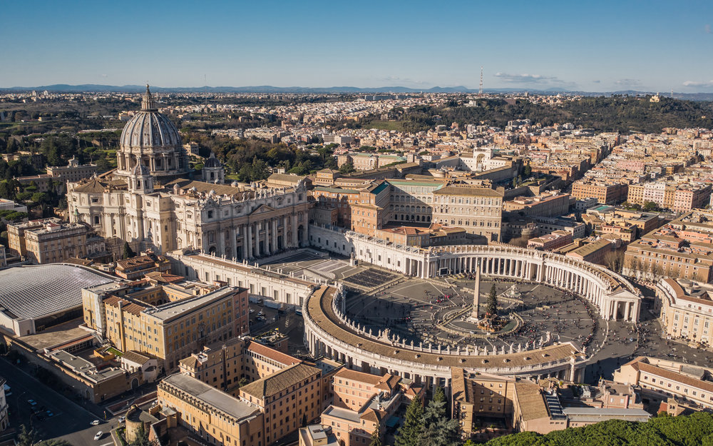 Vatican City aerial showing St. Peter’s Basilica and St. Peter’s Square
