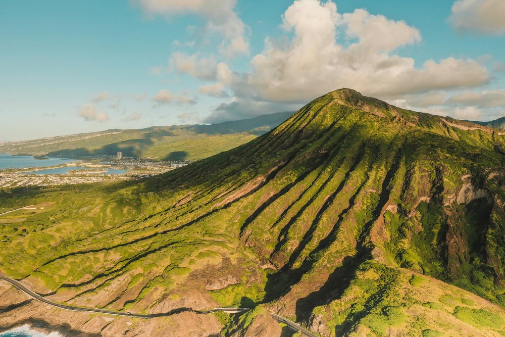 Koko Head Crater trail overlooking Oahu’s coastline, known for its intense stair climb