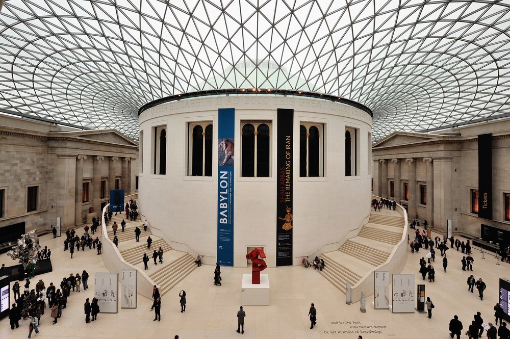 British Museum interior showing the Great Court and central exhibits