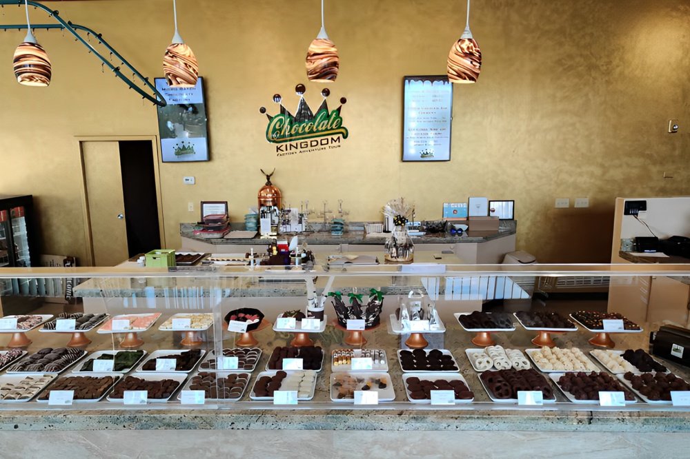 Chocolate Kingdom interior with chocolate displays and treats in Orlando