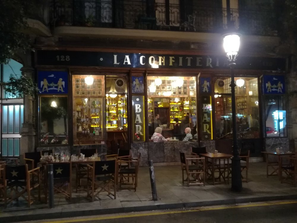 Exterior of La Confiteria cocktail bar in El Raval, Barcelona