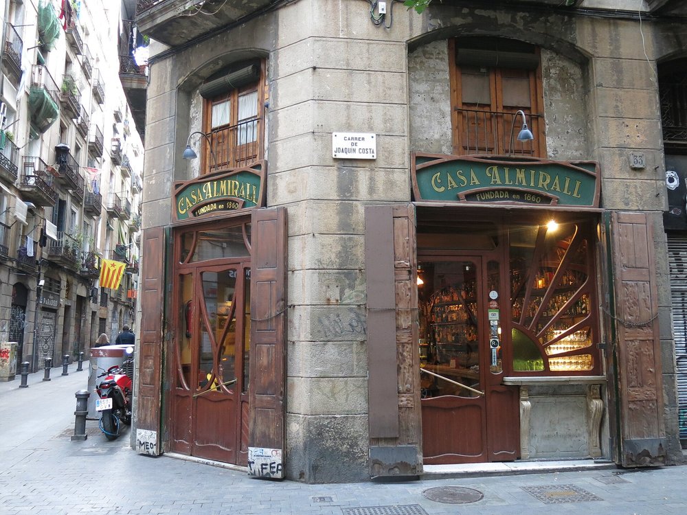 Exterior of Casa Almirall historic bar in Barcelona
