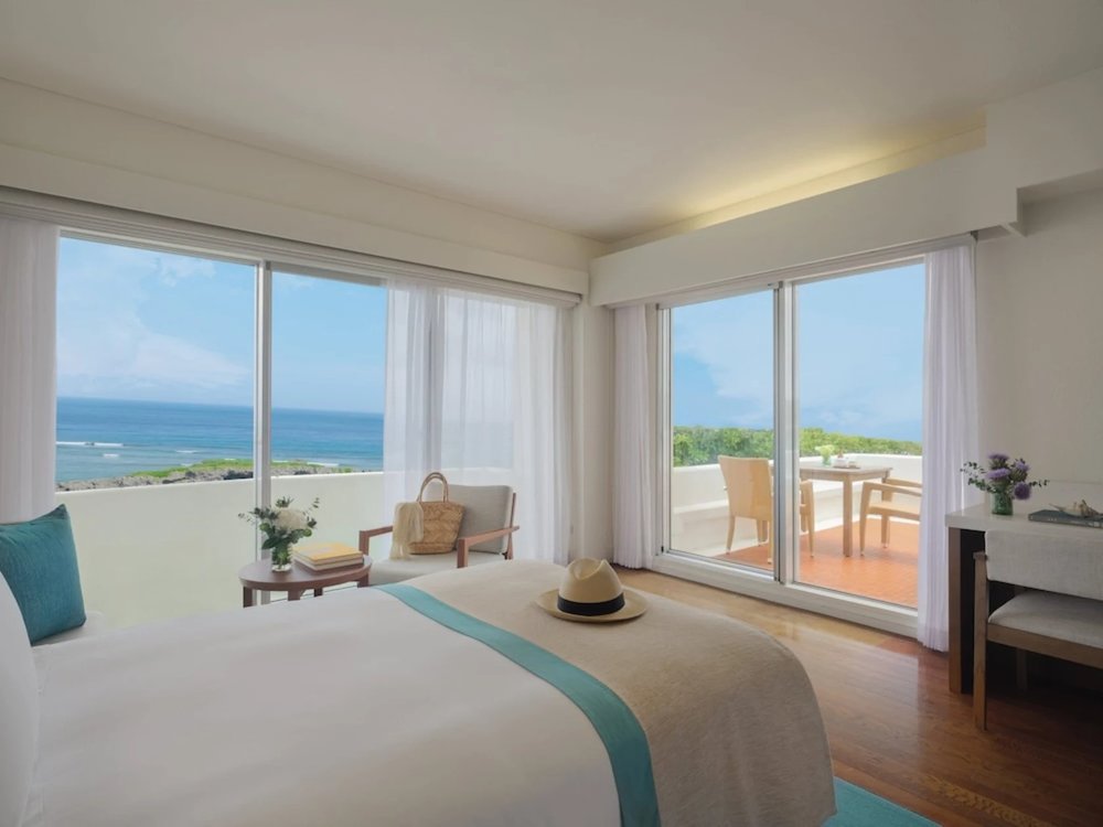 Ocean-view guest room at InterContinental Manza Beach Resort Okinawa