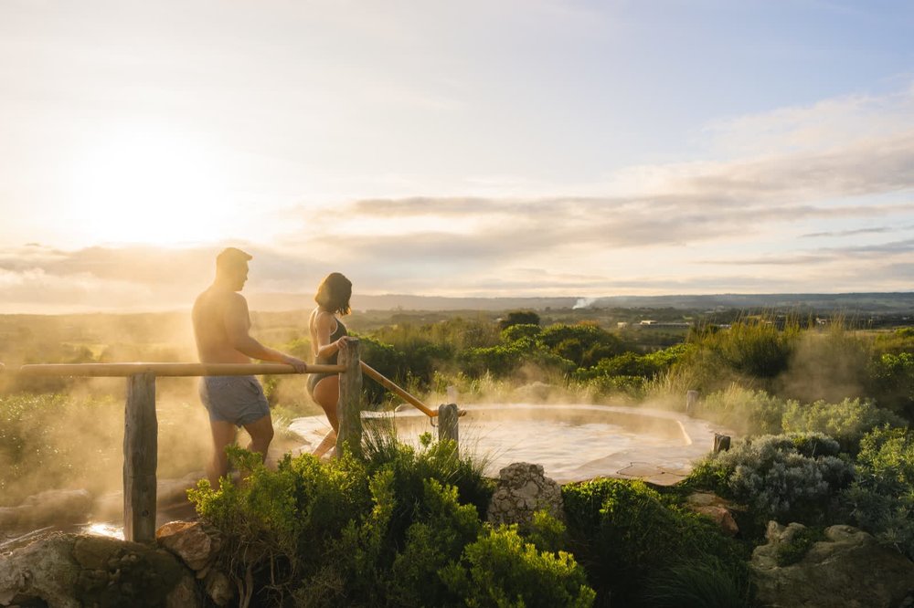 Tourists soaking in Peninsula Hot Springs