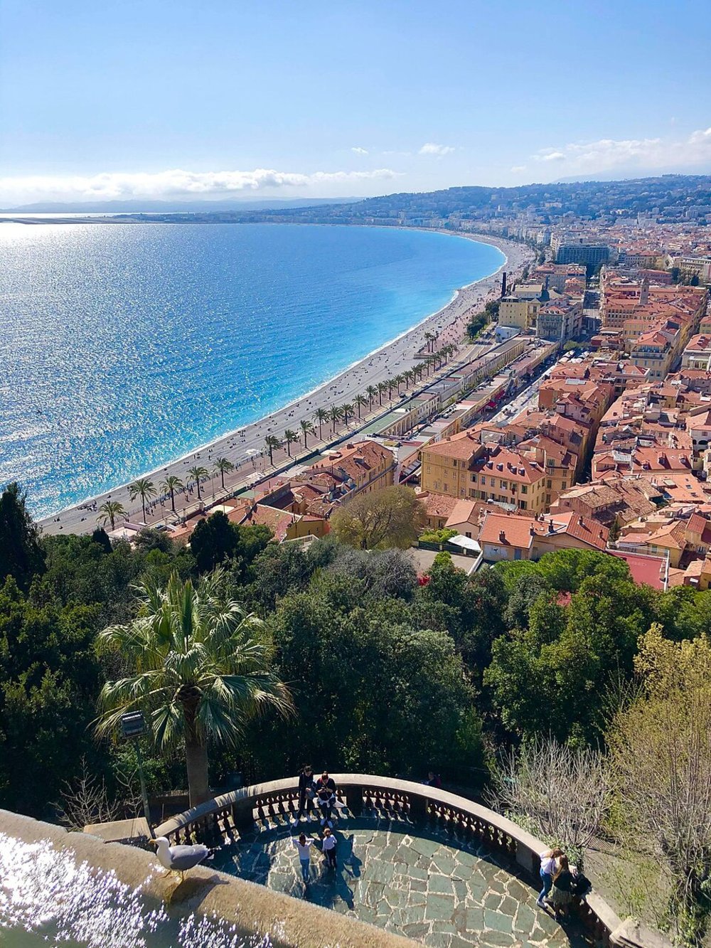 Aerial view of Nice coastline and Promenade des Anglais from Castle Hill