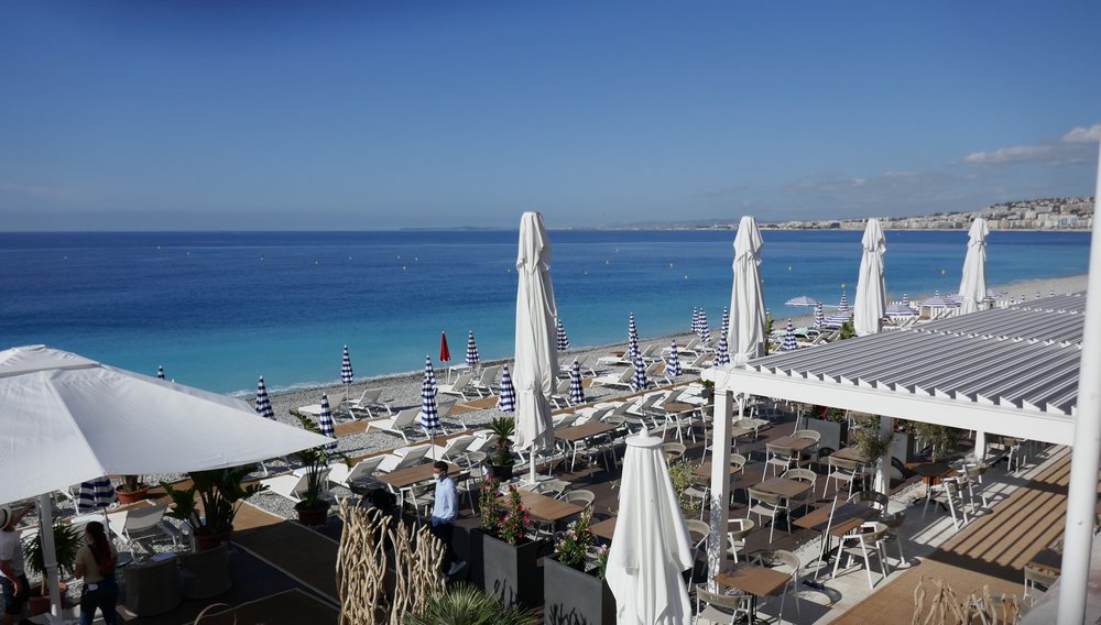 Beachside restaurant in Nice, France