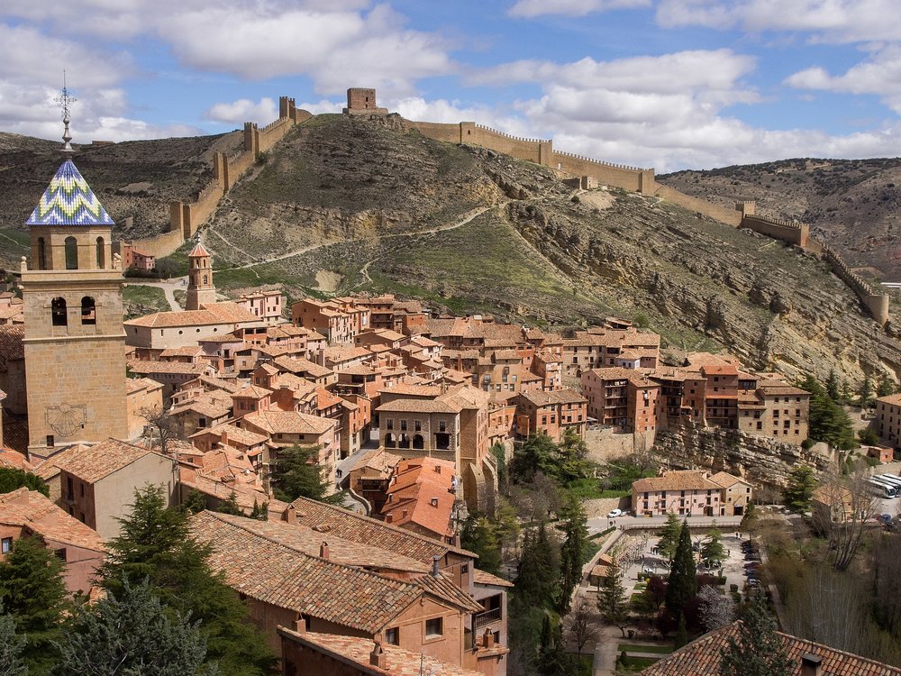 Albarracín village with terracotta rooftops and medieval walls in Spain