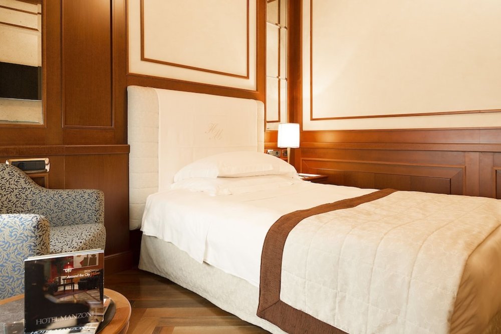 Classic luxury hotel room at Hotel Manzoni in central Milan