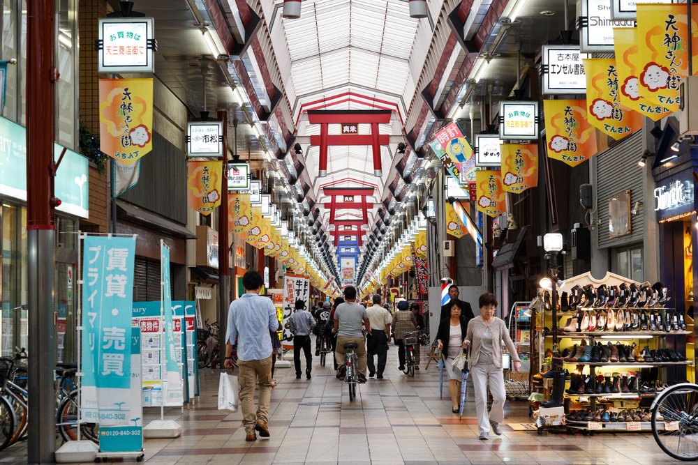 Local stores at Tenjinbashi-suji Shopping Street